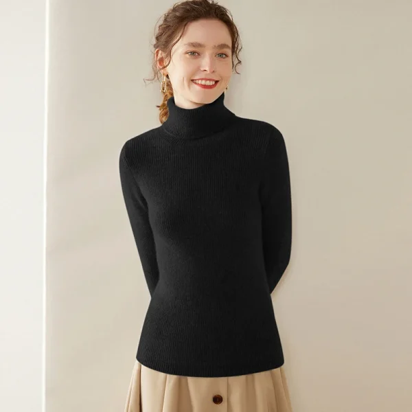 Winter new women's pullover lapel warm bottom knit shirt - Image 6