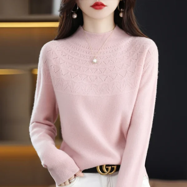 wool sweater women's hollow knit pullover autumn - Image 6