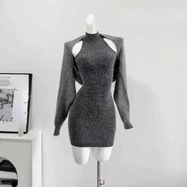 Elegant Knitted Suit Woman Korean Fashion - Image 4