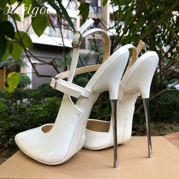 Women White 16cm Ultra High Heel Sandals Sexy Pumps - Image 2