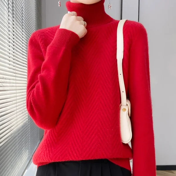 Wool cashmere sweater Women's pullover warm bottom knit - Image 2