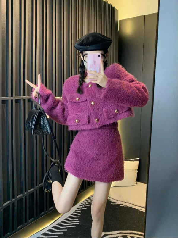 Knitted Clothing Suit Woman Short Sweater Coat - Image 4