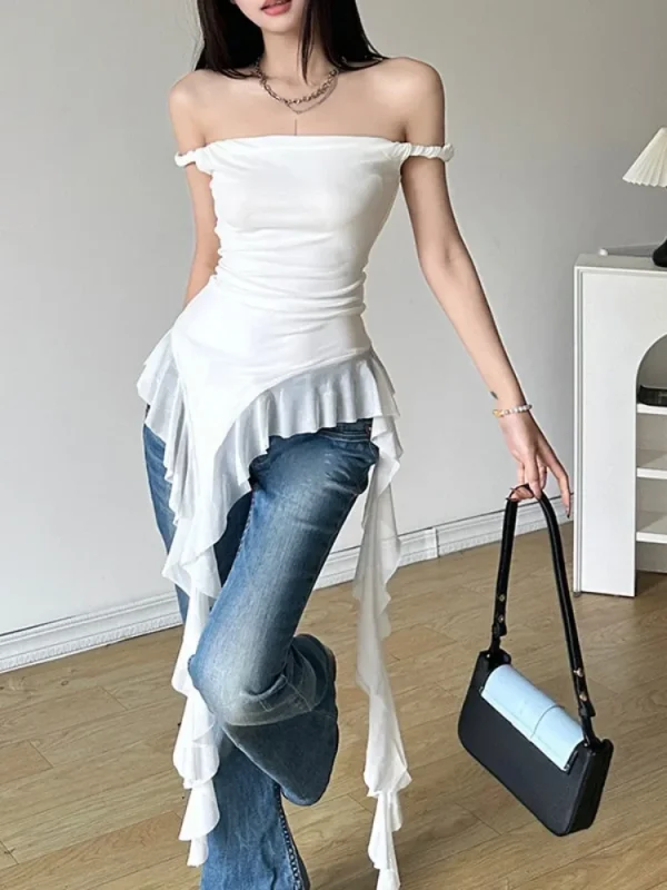 Fairy T-shirts Solid Sleeveless Slim Fit Grunge Tops Women - Image 2