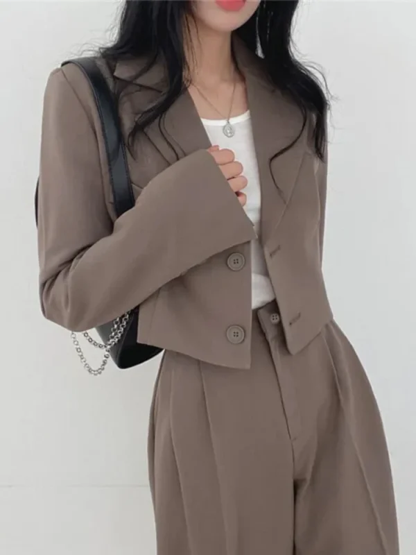 Women Outifits Cropped Blazer 2025 Fall Office Lady Pants - Image 2