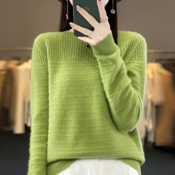 Women's O-neck pullover leisure knitted sweater women's Korean fashion - Image 5