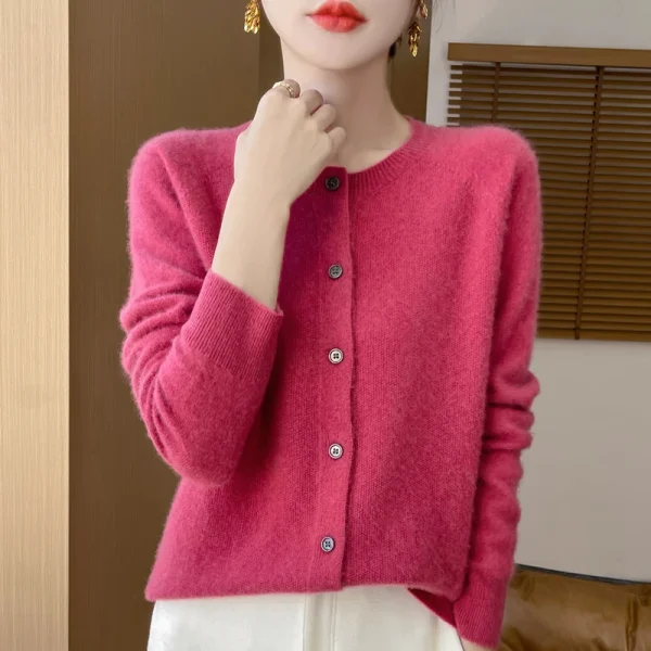 Wool Women Sweater Knitted Cashmere Cardigan Basic Knitwear Fashion - Image 4