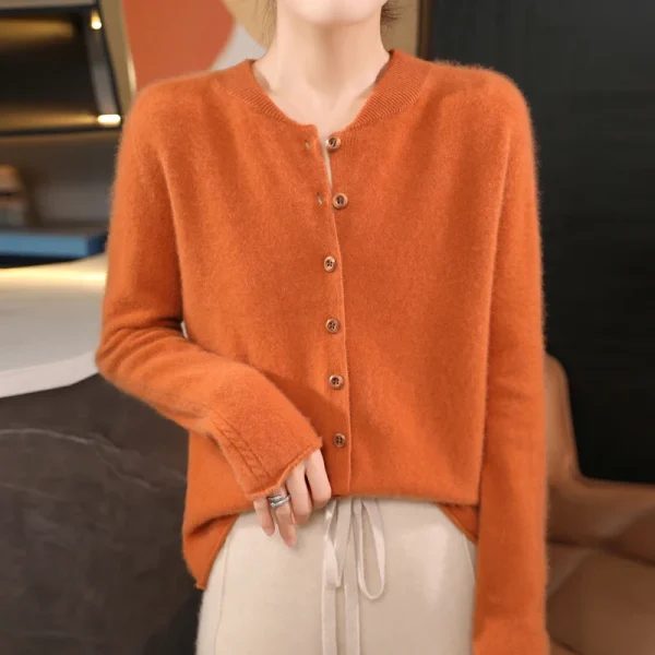 Wool women's V-neck stand-up pullovers in autumn - Image 2