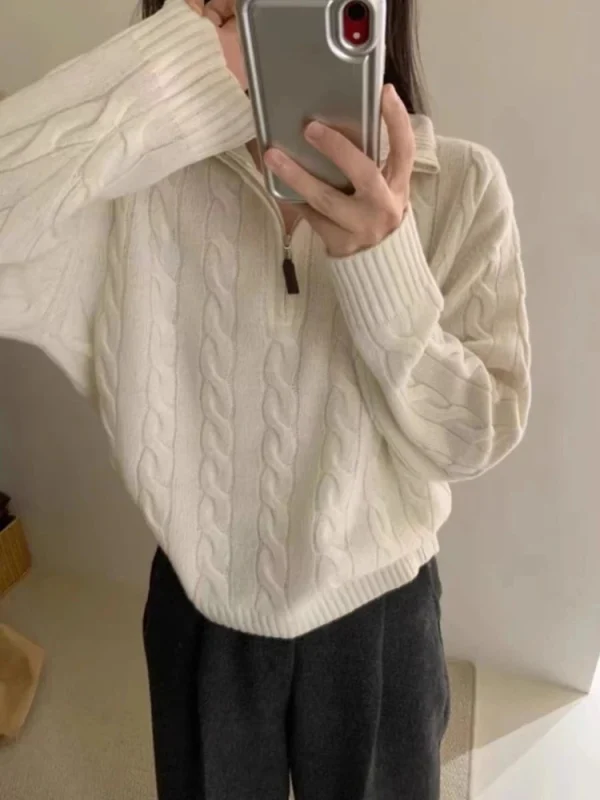 Vintage Streetwear Knitted Pullovers Women Korean Style - Image 6