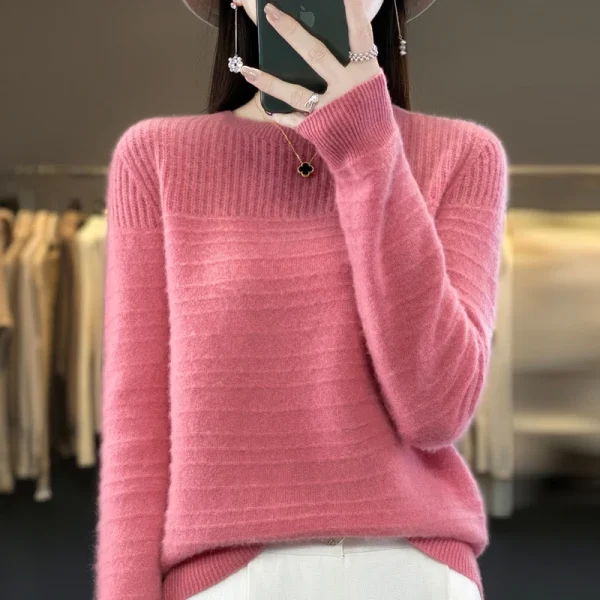 Women's O-neck pullover leisure knitted sweater women's Korean fashion - Image 4