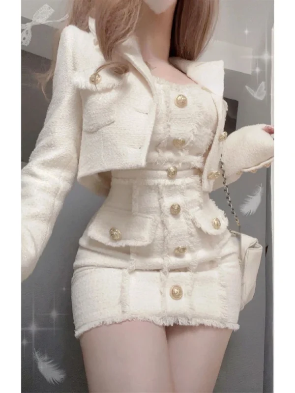 French Elegant Suit Woman Slim Short Coat