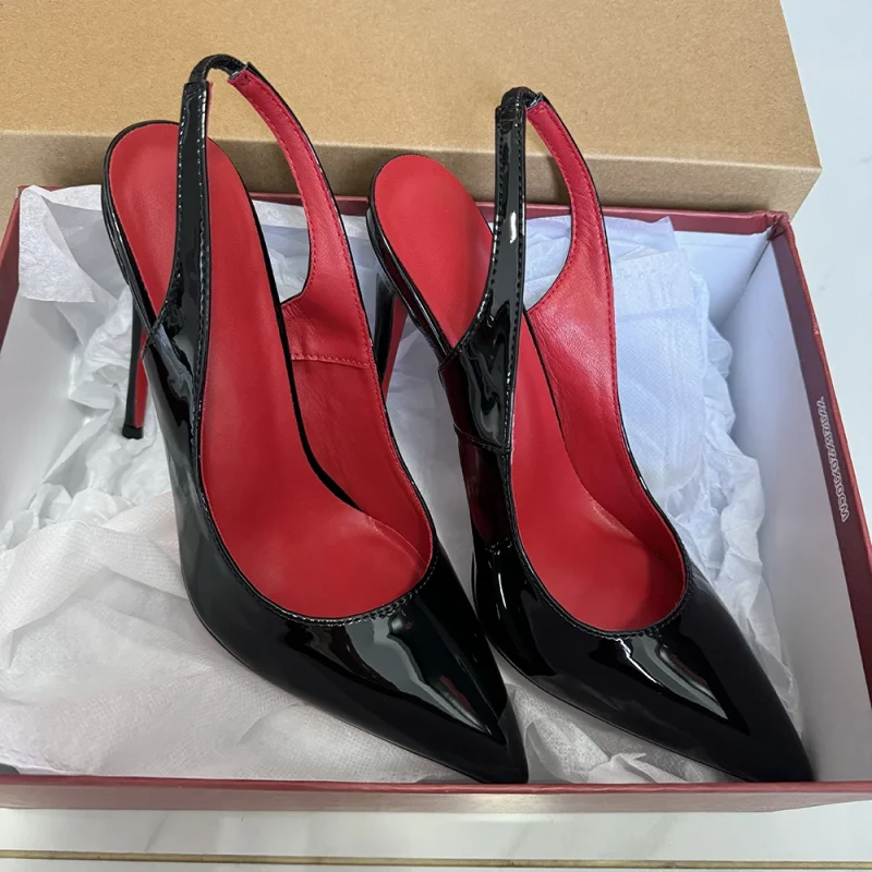 Customize Sexy Glossy Black Women Fashion Pointy Toe High Heel