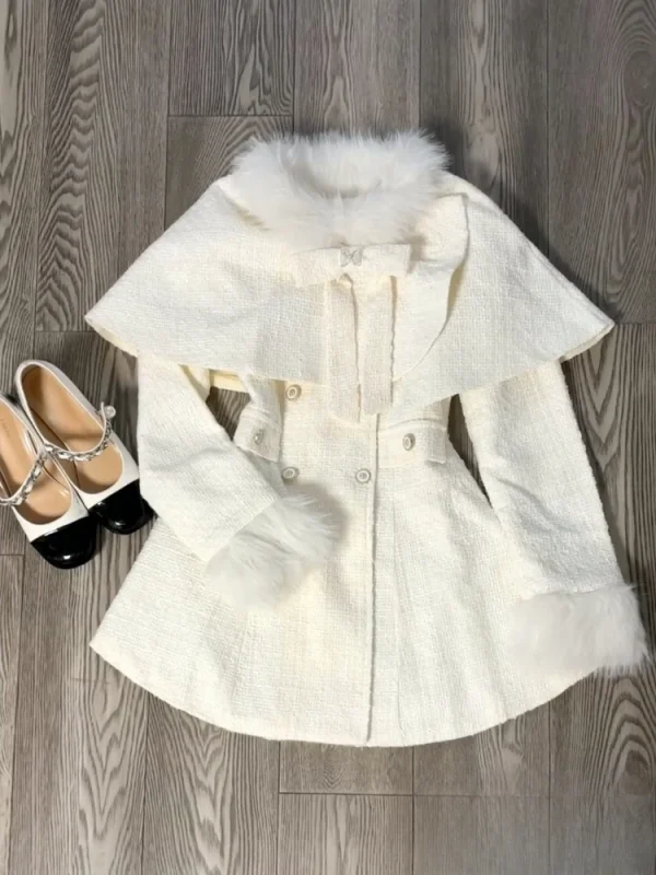 Slim Fit Warm Mini Dress Coat Party Aesthetics Korean Style Set