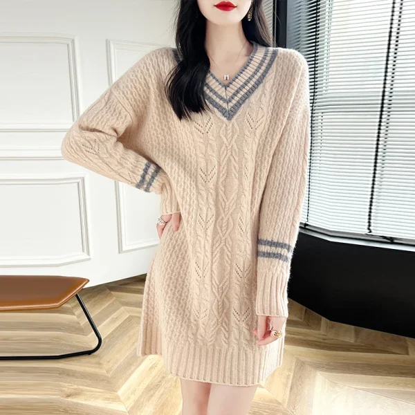 wool pullover cashmere sweater women's V-neck pullover - Image 5