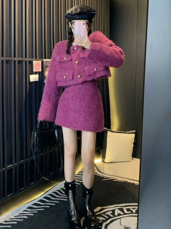 Knitted Clothing Suit Woman Short Sweater Coat - Image 5