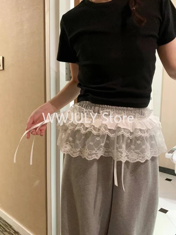 Lace Edge Short Curtain Apron Curtain Lace Up Swing Mini Short Skirt for Women - Image 4