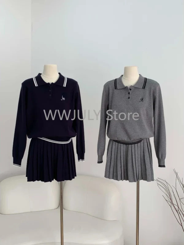 Preppy Style Knitted Suits Women Casual Sweater Pullovers - Image 5