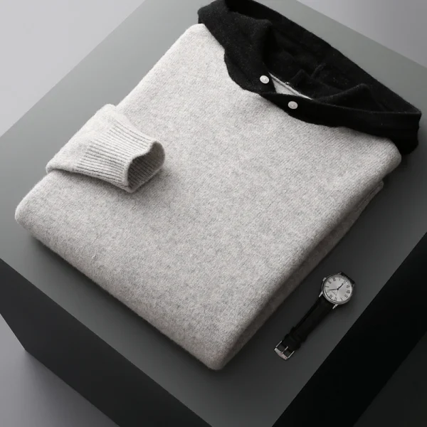 wool cashmere sweater hooded coat in autumn and winter - Image 4