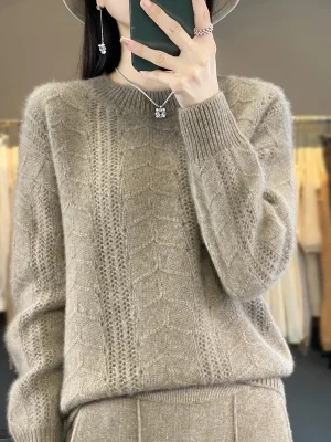 Sweater Women’s Round Neck Pullover Warm Bottom Knit Shirt