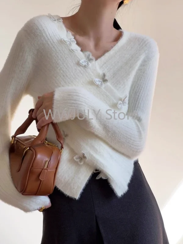 Woman Fashion Slim V-Neck Knitted Sweater Autumn - Image 2