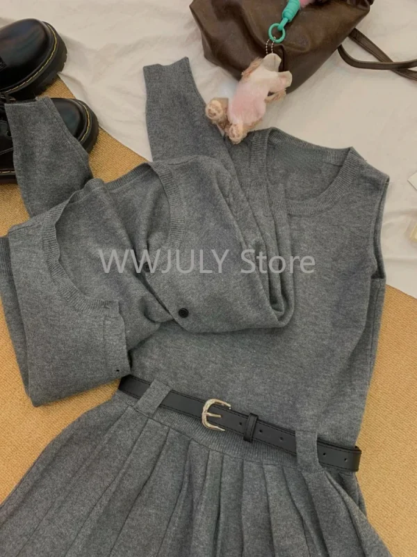 Woman Aesthetics Fashion Knitted Suit Hot Girls Casual Sweater Cardigan - Image 4