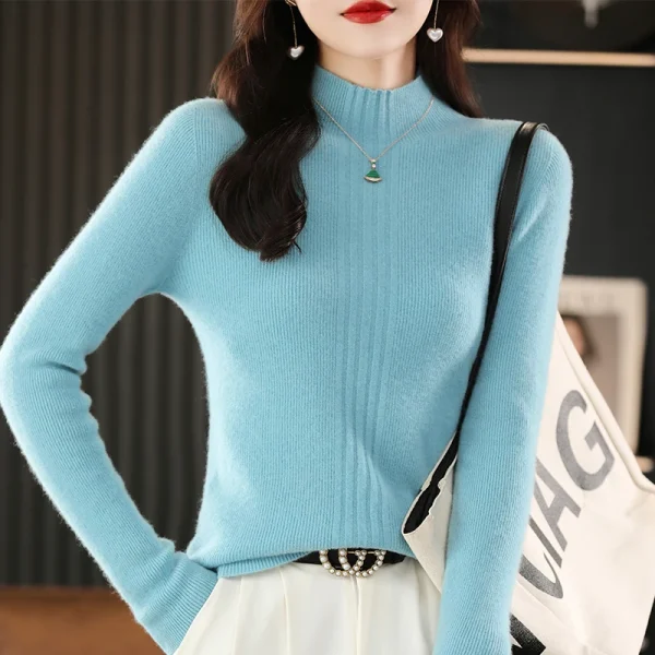 Winter cashmere sweater Women's half turtleneck pullover warm - Image 6