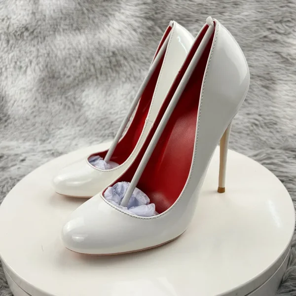 Round Toe Women Solid White Simple High Heel Shoes