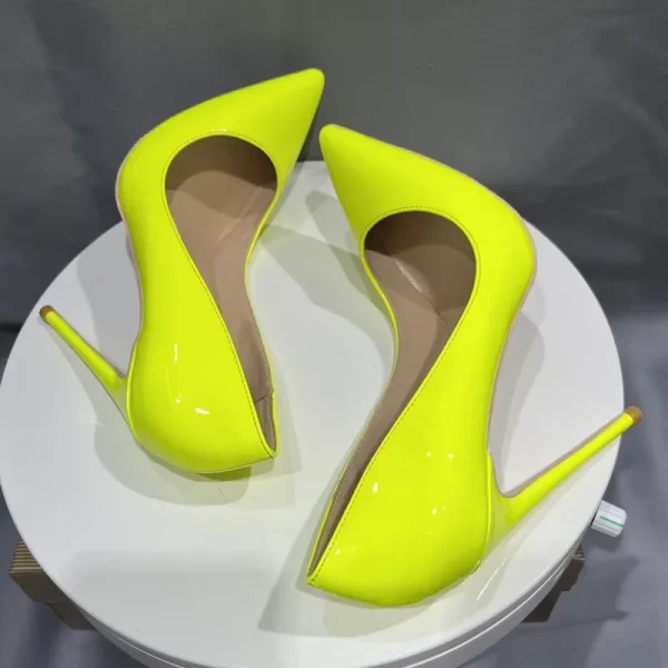 Green Patent Woman Sexy Pointy Toe Super High Heel Shoes - Image 6