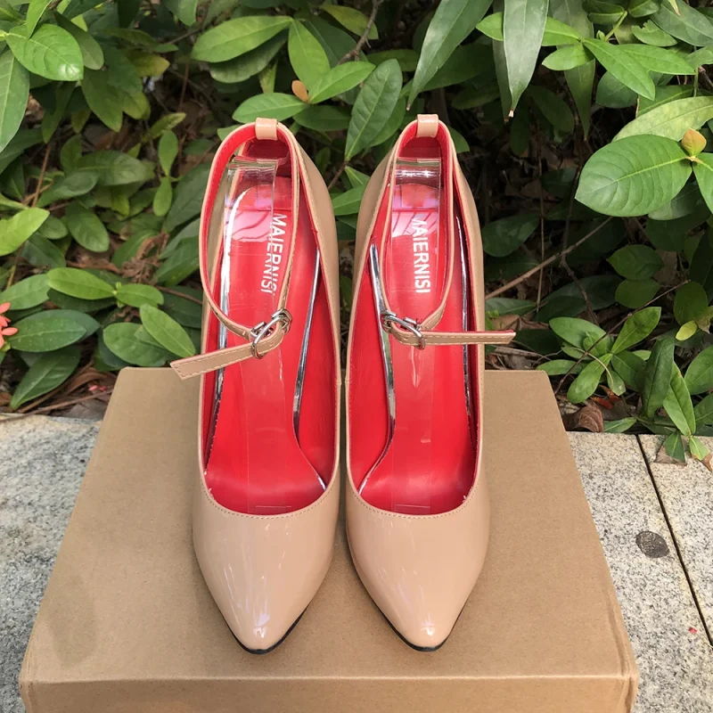 High Heels Nude Stilettos Sexy Women inside Red Pumps