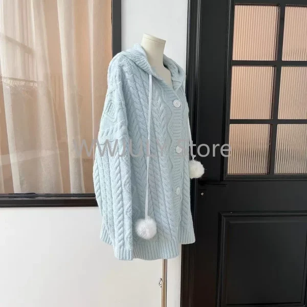 Knitted Sweater Jacket Korean Fashion Sweet Long Cardigan Outfit Jumpers Chic - Image 4