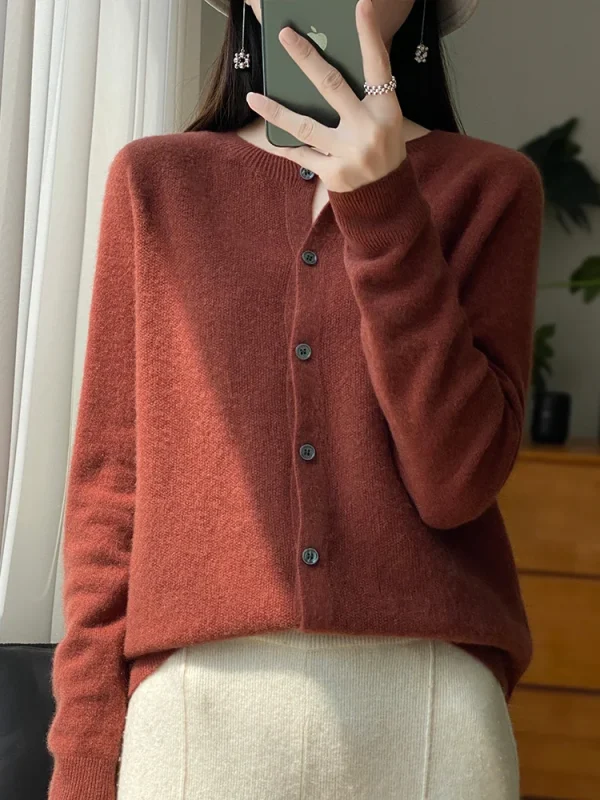 wool cardigan Spring and Autumn new cashmere sweater women - Image 6