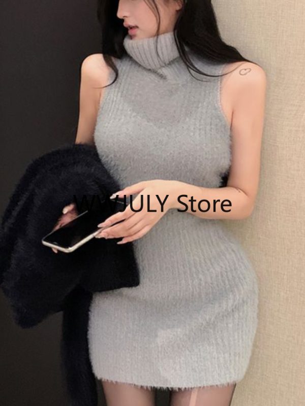 Elegant Knitted Suit Woman Black Sweater Tops Slim - Image 8