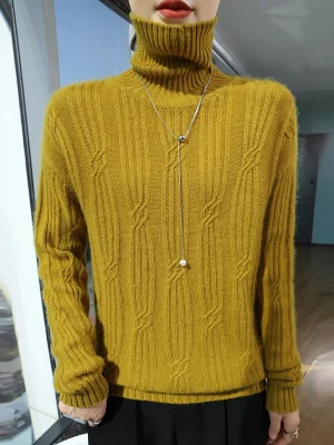 wool pullover Fall/winter new cashmere sweater Women’s lapel pullover