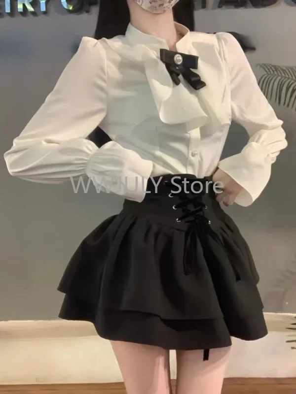 High Waist Slim Y2k Mini Skirt Korean Fashion Suit Design Chic - Image 2