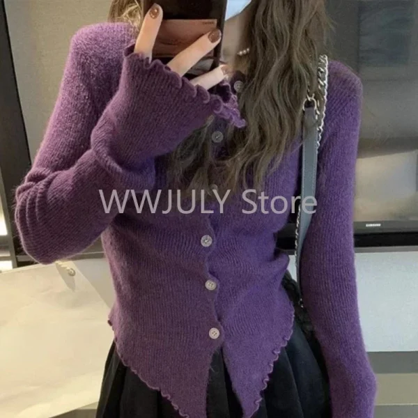 Women Sweater Harajuku Long Sleeve Cardigan Irregular - Image 6