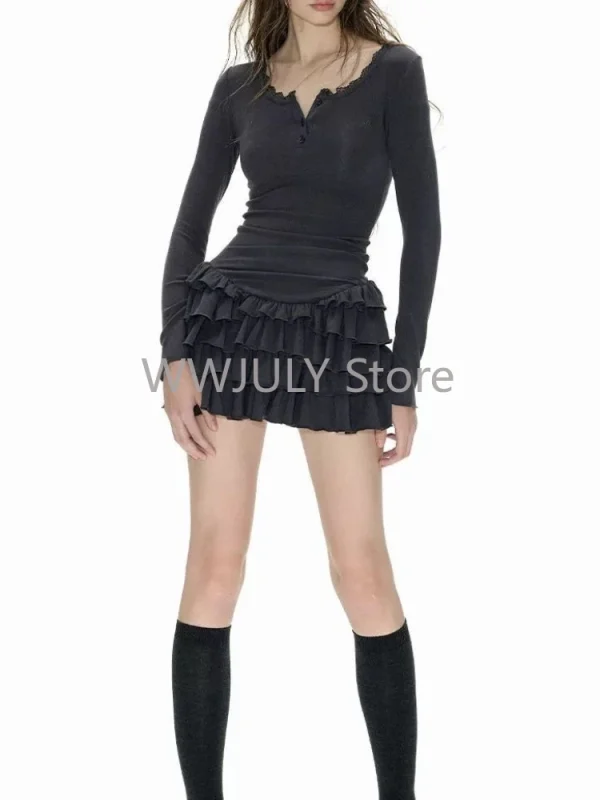 Fall Winter Women Hot Girl Ballet Core Long Sleeve Dress - Image 3