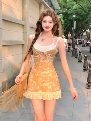 Mini Dress Even Party Sleeveless Dress Outwear Elegant Suit