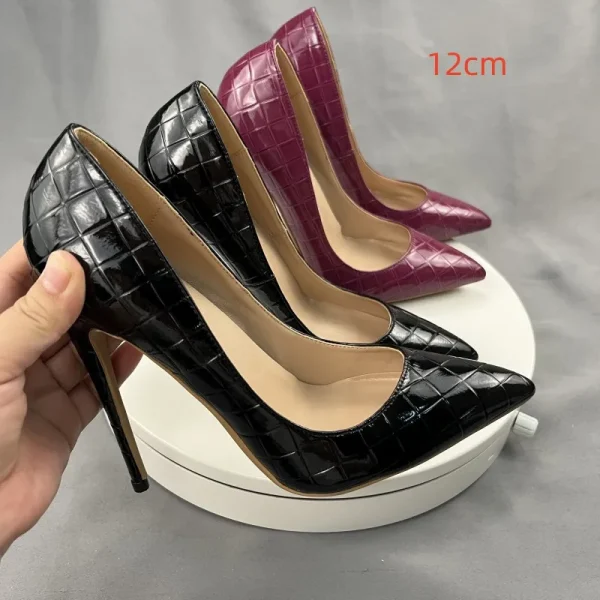 Wine Red Crocodile Women Sexy Pointy Toe High Heel Shoes