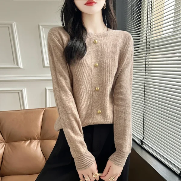 wool cashmere sweater Women's O-neck pullover warm bottom knit shirt - Image 5