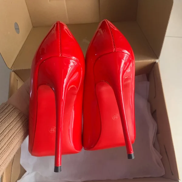 Red Women Fashion Pointy Toe High Heel Shoes Sexy - Image 4