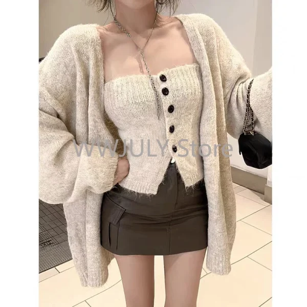 Woman Korean Fashion 2 Piece Set Chic Slim Basic Tube Top - Image 2