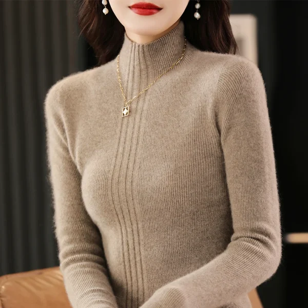 Winter cashmere sweater Women's half turtleneck pullover warm - Image 4