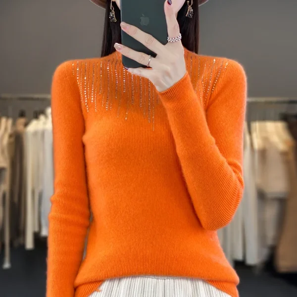 Wool pullover cashmere sweater Women's half turtleneck