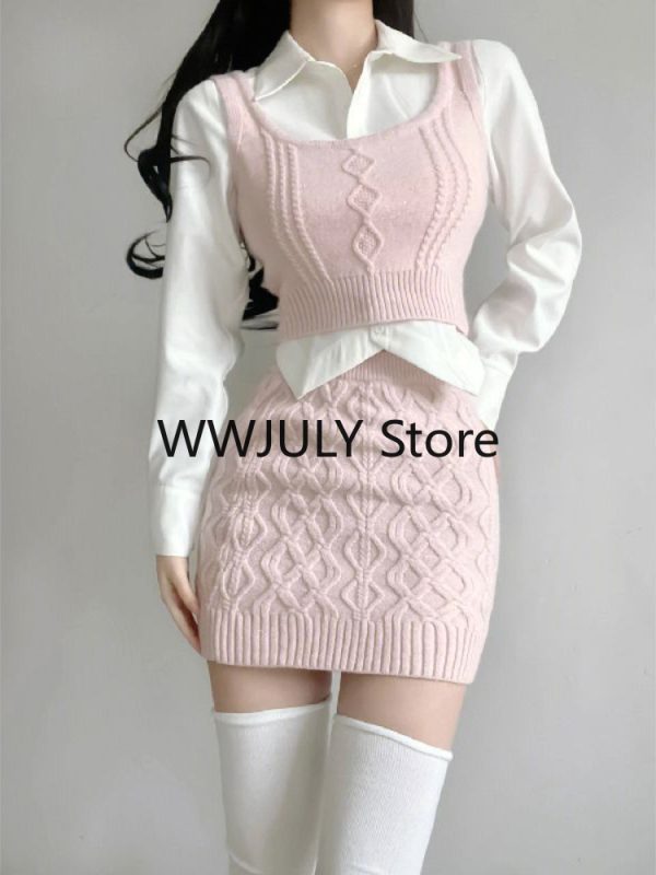 Japanese Fashion Suit Skirt Woman Sweet Crop T - Image 8