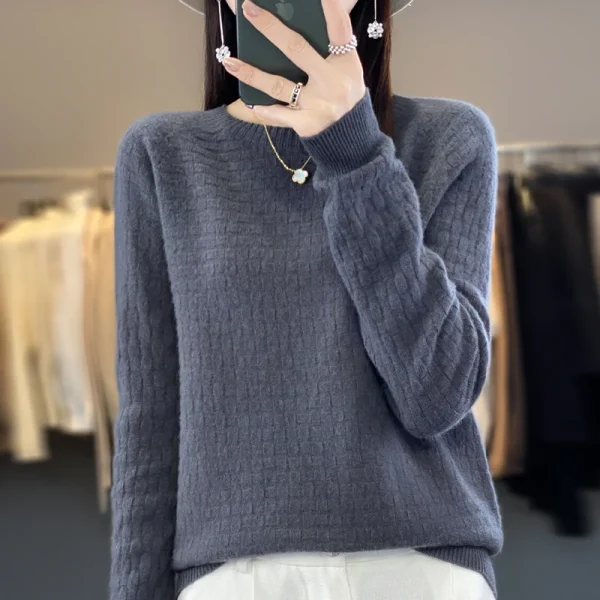 Wool Sweater O-neck Pullovers Casual Basic Long Sleeves Cashmere - Image 5