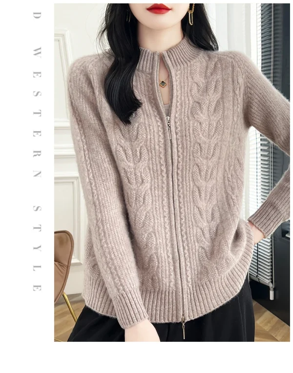 Women's Semi Turtleneck Cardigan Warm Bottom - Image 10