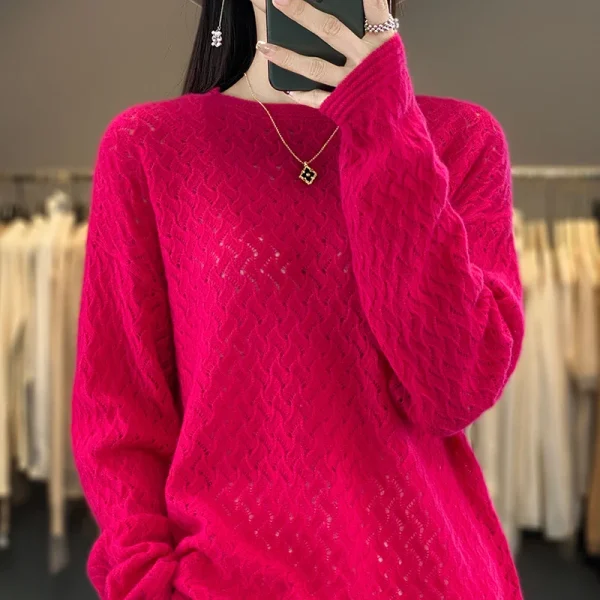 Sweater women's crocheted openwork sweater loose Korean - Image 6