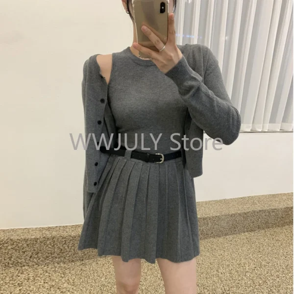 Woman Aesthetics Fashion Knitted Suit Hot Girls Casual Sweater Cardigan - Image 6