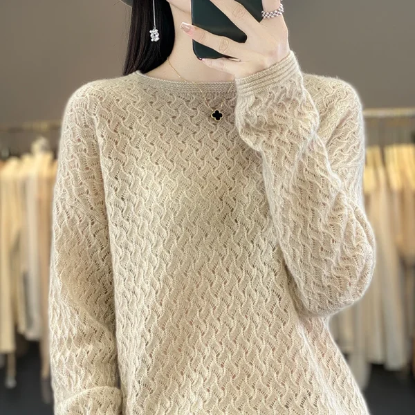 Sweater women's crocheted openwork sweater loose Korean - Image 3