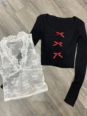 Vest Slim Fit Knitted Tops Women’s Clothing Korean Fashion Two Piece Set