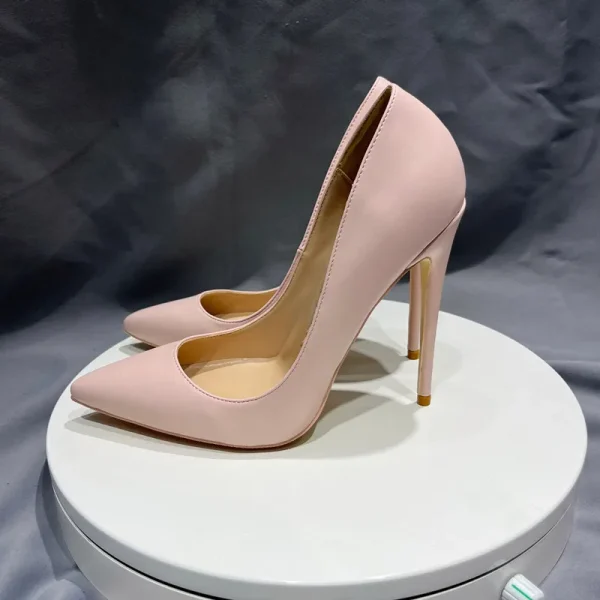 Glossy Pink Women Sexy Pointy Toe High Heel Shoes - Image 5